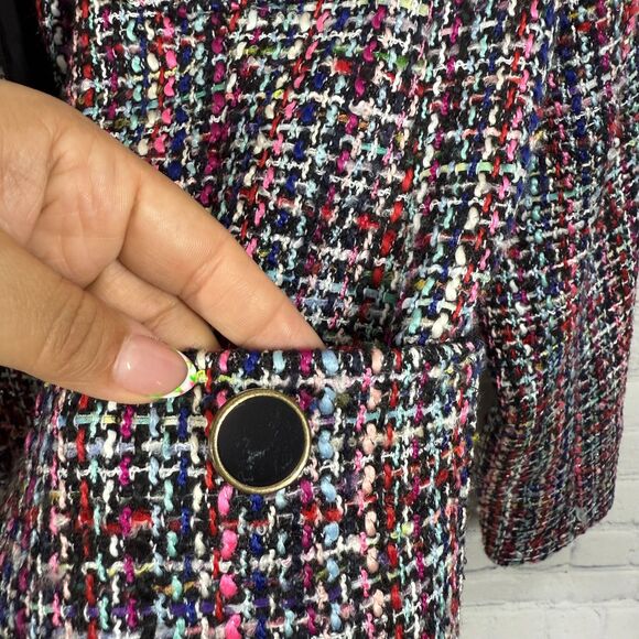 Halogen Tweed Blazer Women Medium Multciolor Preppy Old Money Luxury Jacket - Picture 6 of 12